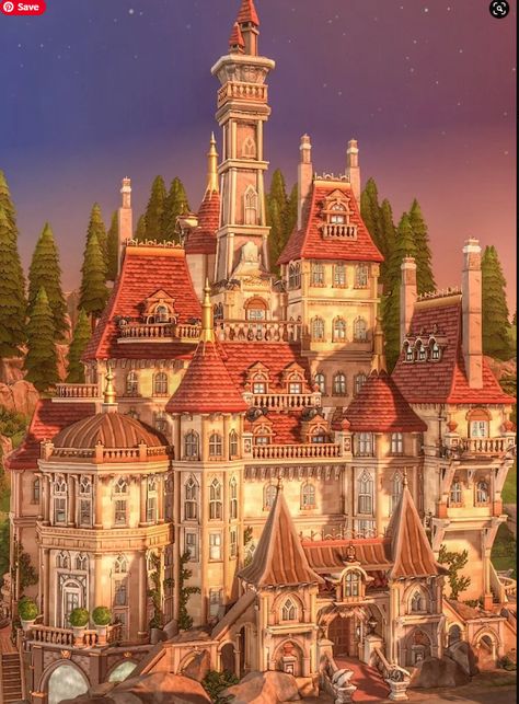 Castles Sims 4, Sims 4 Paranormal House, Sims 4 Castle Build, Sims Castle, Beasts Castle, Sims 4 Castle, Sims4 Inspiration, Beauty And The Beast Castle, Noble Aesthetic