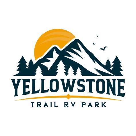 Yellowstone Trail RV Park is located in beautiful Pinedale, Wyoming on the path to Grand Teton and Yellowstone National Parks. We have 51 sites all with full hook-ups and stunning mountain views. Get Out Here and explore the Wind River Range! National Park Logo Design, Rv Logo, Pinedale Wyoming, Logo Camping, National Park Logo, Train Logo, Resort Logo, Wind River, T Shirt Logo Design