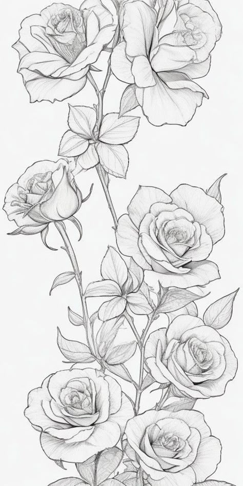 Mum Of Two, Flower Pattern Drawing, Line Art Flowers, Fabric Painting Techniques, Flower Drawing Design, Flower Art Drawing, Rose Drawing, Flower Sketches, Floral Drawing