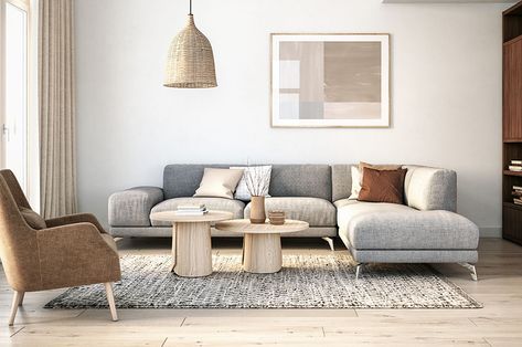 Mixing Wood Tones, Toronto Apartment, Grey Walls Living Room, Japandi Living Room, Rug Placement, Modern Family Rooms, Walls Living Room, New York Home, Japandi Home