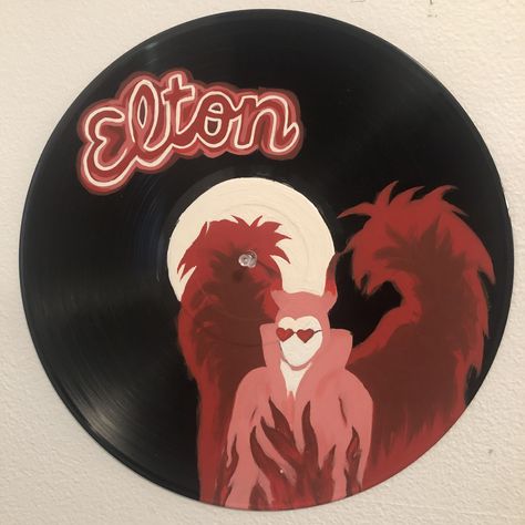 Elton John Drawing, Elton John Art, Elton John Painting, Elton John Illustration, Elton John Silhouette, Vinyl Record Art Song Lyrics, Elton John Vinyl, Vinyl Paintings, Cd Wall