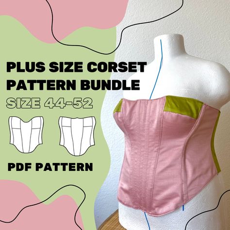 Corset Top Sewing Pattern, Corset Top Sewing, Corset Top Pattern, Plus Size Corset Tops, Pattern Package, Beginner Sewing Patterns, Plus Size Patterns, Bodice Pattern, Corset Pattern