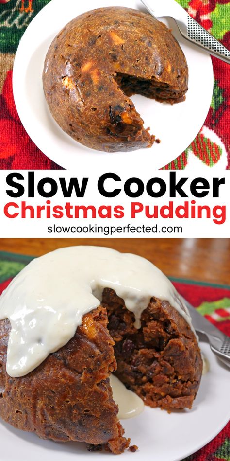 Slow Cooker Xmas Pudding, Christmas Pudding In Slow Cooker, Steamed Pudding Recipes Slow Cooker, Slow Cooker Christmas Pudding, Slow Cooker Pudding Recipes, Slow Cooker Puddings, Steamed Pudding Recipe, Slow Cooker Ideas, Steamed Puddings