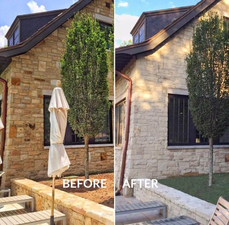 Unlike a "german smear" technique using white mortar or "whitewashing" using acrylic paint and water, BioCalce Classico is an easy, one coat process applied Farmhouse Exterior Stone, Exterior Stone House, Rock House Exterior, Romabio Limewash, Exterior Home Makeover, Stone Exterior Houses, Stone Floor, Home Exterior Makeover, Brick Exterior House