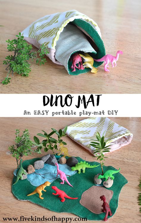 Fun Crafts for Kids: Make this adorable small world pretend play that rolls up into itself for easy transportation. Kids will easily follow the step-by-step tutorial and love the imaginative play they will be able to do once it's finished! #diy #diycrafts #crafts #beginner #beginnersewingproject #sewingproject #tutorial #stepbystep #handstitch #easykidscrafts #funkidscrafts Dinosaur Play Mat, Play Mat Diy, Diy Dinosaur, Dinosaur Play, Diy Bebe, Diy Kids Toys, Operation Christmas Child, Baby Diy, Felt Toys