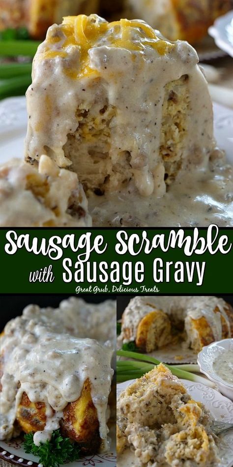 Breakfast Bundt Cake, Bundt Pan Recipes, Biscuits And Gravy Casserole, Sausage Biscuits, Potatoes Onions, Diced Green Chilies, Breakfast Meals, Breakfast Casseroles, Sausage Gravy