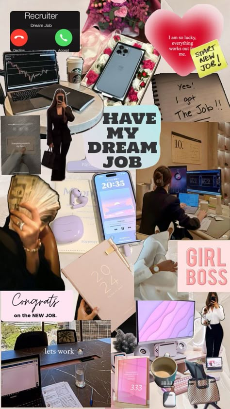 #manifesting #newjob #goodlife Vision Board Themes, Vision Board Success, Career Affirmations, Health Relationships, My Dream Job, Manifesting Vision Board, I Got The Job, Vision Board Examples, College Motivation