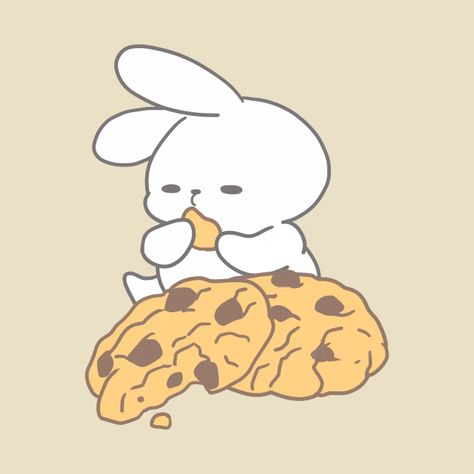 Sweet Delight: Cute Bunny Enjoying Giant Chocolate Cookies - Bunny Art - T-Shirt | TeePublic Bunny Chef Drawing, Bunny Eating Drawing, Bunny Lying Down, Cute Cookie Drawing, Cute Rabbit Drawing, Bunny Eating, Chocolate Drawing, Cookie Drawing, Bunny Sketches