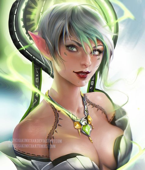 Half Elf Female, Sakimichan Art, Elf Female, Theme Painting, Half Elf, Female Artwork, Pixies Fairies, Fantasy Theme, Comics Girl