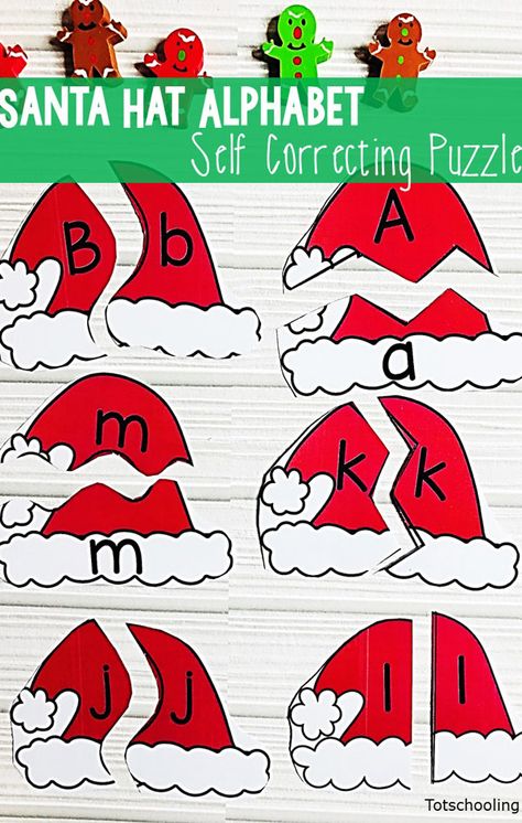 FREE printable Santa themed puzzles for preschool kids to practice letter matching this Christmas season! Includes 3 different versions, uppercase letters, lowercase letters, or matching uppercase to lowercase. Fine Motor Alphabet Activities For Preschoolers, Christmas Literacy Activities, Christmas Literacy, Preschool Christmas Activities, Christmas Units, December Activities, Christmas Centers, Christmas Week, Christmas Kindergarten