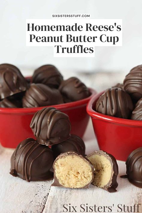 Homemade Reese's Peanut Butter Cup Truffles Reeses Cups Recipe, Homemade Reeses Cups, Reese's Peanut Butter Cup, Homemade Peanut Butter Cups, Peanut Butter Truffles, Reeses Cups, Chocolate Graham Crackers, Butter Molds, Peanut Butter Balls