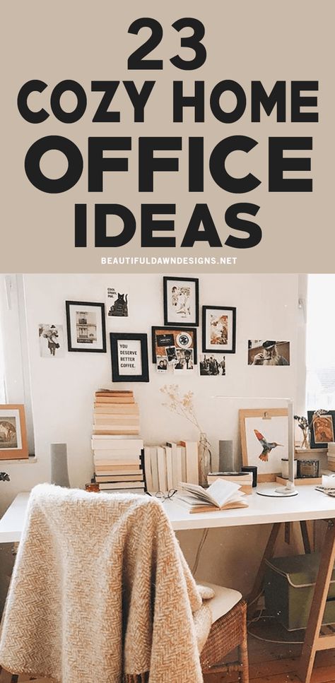 Enjoy looking through this roundup of inspiring cozy home office ideas for women. There is something here for everyone. Home Office Inspiration Women, Stylish Home Office Cozy, Cozy Office Decor Ideas, Office Cozy Design, Comfy Home Office Ideas, Minimalist Home Office Ideas For Women, Hygge Office At Home, Home Office Ideas For Women Cozy, Cozy Home Office Decor