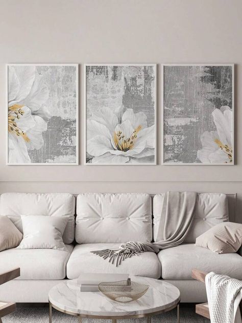 Free Returns ✓ Free Shipping✓. 3pcs Chemical Fiber Unframed Painting, Modern Flower Pattern Unframed Painting For Home- undefined at SHEIN. Grey Kitchen Walls, Pattern Wall Art, Light Grey Walls, Painting For Home, Flower Painting Canvas, Pattern Wall, Modern Flower, Home Decor Paintings, Floral Wall Art