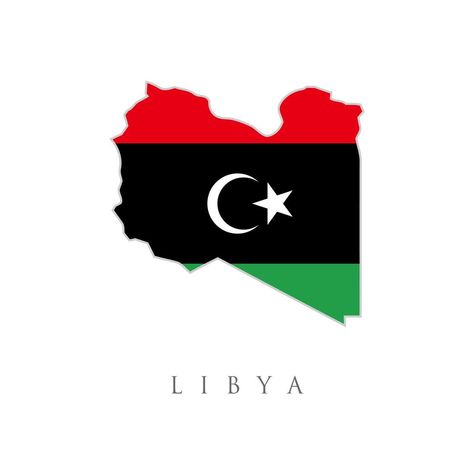 Libya flag map. The flag of the country in the form of borders. Stock vector illustration isolated on white background. Territory of Libya Libya Map, Libyan Flag, Benghazi Libya, Libya Flag, Country Flags Icons, Map Outline, Flag Icon, Saved Pins, Aesthetic Colors