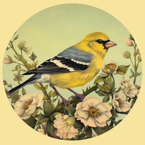 🐦🌻💛 Check out this gorgeous vintage Iowa goldfinch illustration! 🐦🌻💛 Perfect for all bird and animal lovers, this would be a great addition to any art collection. 🖼️ Vintage Bird Art, Goldfinch Illustration, Goldfinch Bird, Vintage Bird Illustration, Illustration Nature, Tropical Living, Birds Art, The Beauty Of Nature, Bird Wallpaper