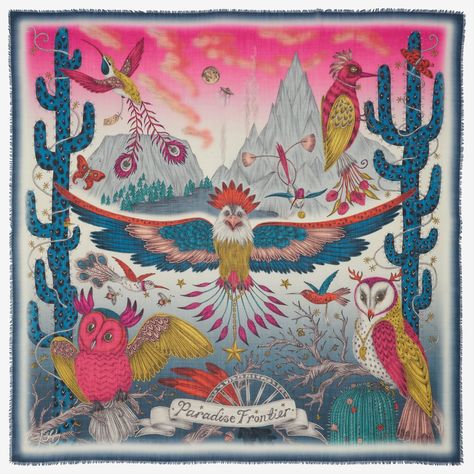 Wallpaper Wednesday: Frontier by Emma J. Shipley Emma Shipley, Emma J Shipley, I Am Crazy, Pink Sunset, Sewing Embroidery Designs, Chiffon Scarf, Art Inspiration Painting, Hand Drawn Design, White Gift Boxes