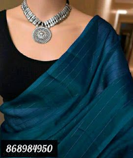 Free Size Blouse, Saree Jacket Designs, Navy Blue Saree, Saree Jewellery, Simple Sarees, Trendy Dress Outfits, Silk Saree Blouse, Blue Saree, Navy Blue Fabric