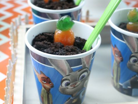 Carrot Patch Pudding Cup Zootopia Birthday Party, Zootopia Party, Pudding Cup Recipes, Zootopia Movie, Pudding Cup, Carrot Patch, Disney Movie Night, Disney Zootopia, Judy Hopps