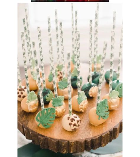 Safari Birthday Party Two Wild, Jungle Theme Cakepops, Safari Birthday Party Cake Table, Wild One Birthday Desserts, Two Wild Dessert Table, George Of The Jungle Birthday Party, Safari Birthday Party Dessert Table, Safari Theme Cake Pops, Wild One Treats