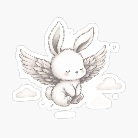 Bunny With Wings, Wings Sticker, Mammals, Sticker Design, Vinyl Decal Stickers, Awesome Products, Vinyl Sticker, Original Art, Vinyl Decal