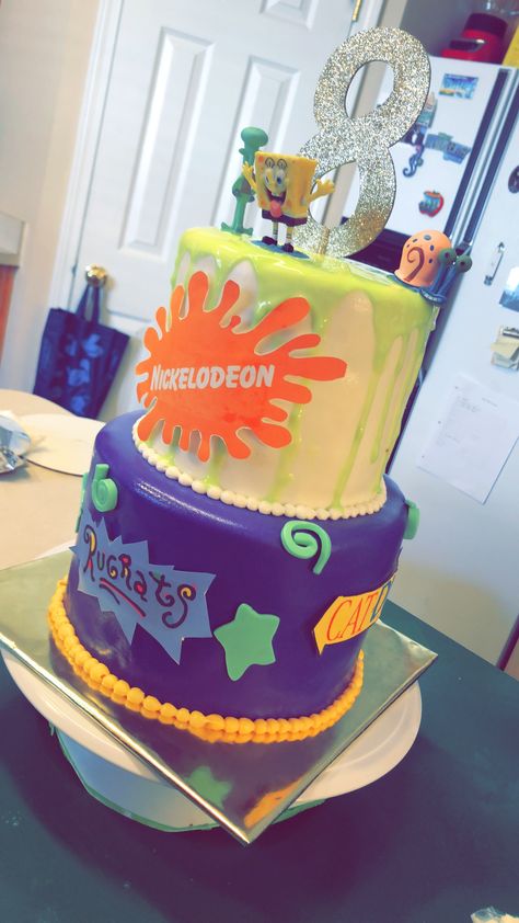 Nickelodeon cake Nickelodeon Cake, 90s Cake, Nickelodeon Party, 22 Bday, Cartoon Birthday Cake, 90s Birthday, Stunning Cakes, 90s Theme Party, Cartoon Birthday