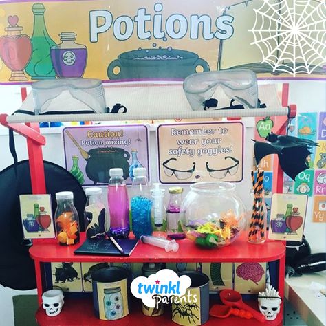 Potion Station For Kids, Potion Station, Potion Play, Magical Potion, Prop Box, Play Props, Homeschool Preschool Activities, Halloween Potions, Halloween Classroom