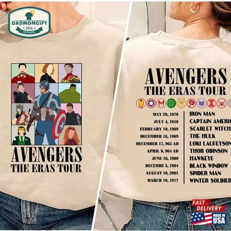 Marvel Birthday Gifts, Gifts For Marvel Fans, Avengers Sweatshirt, Marvel Gift Ideas, Avengers Merchandise, Eras Tour Sweatshirt, Avengers Hoodie, Marvel Inspired Outfits, Marvel Jewelry