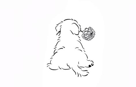 Dog Tattoo Ideas Shih Tzu, Havanese Tattoo Ideas, Havanese Dog Tattoo, Small Poodle Tattoo, Shih Tzu Line Art, Cavapoo Tattoo, Havanese Tattoo, Shitzu Tattoos, Cockapoo Tattoo