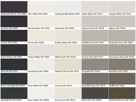 Here are some contemporary colors we recommend when choosing the right paint color for an Accent Wall Colors For Walls, Shades Of Grey Paint, Interior Paint Colors For Living Room, Repose Gray Sherwin Williams, Interior Paint Colors Schemes, Paint Charts, Paint Color Chart, Repose Gray, Sherwin Williams Colors