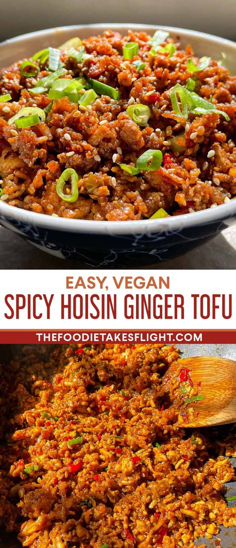 Hoisin Tofu Stir Fry, Gluten Free Vegan Chinese Recipes, Tofu Hoisin Sauce, Hawaiian Tofu Recipes, Healthy Dinner Recipes Tofu, Hidden Tofu Recipes, Tofu Crumbles Recipes, Ground Tofu Recipes, Grated Tofu Recipes