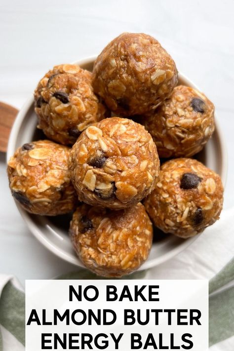 Oat Almond Butter Balls, Nut Butter Energy Balls, Oat Date Energy Balls, Energy Balls With Almond Butter, Oatmeal Almond Butter Protein Balls, Almond Butter Snack Ideas, Healthy Snacks With Almond Butter, Almond Butter Energy Bites, Almond Butter Healthy Snacks