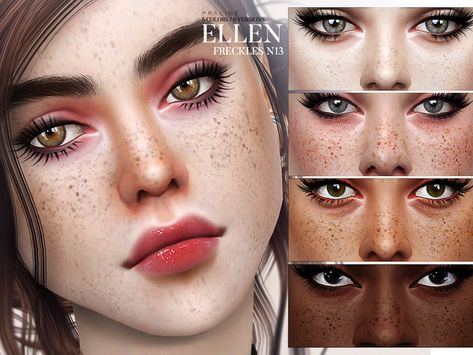 sims 4 cc // custom content skin details // The Sims Resource // #sims4 #sims4cc //  Pralinesims' Ellen Freckles N13 Praline Sims, The Sims 4 Pack, Mods Sims 4, Los Sims 4 Mods, Sims 4 Tattoos, Sims 4 Cc Eyes, Sims 4 Tsr, Die Sims 4, The Sims 4 Skin