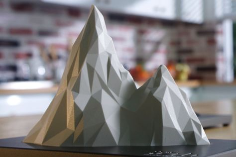 Mountain 3d Art, Mountain Art Installation, Mountain Incense Holder Clay, Mountain Sculpture Design, Mountain Sculpture, Basketball Lamp, Low Poly Mountain, Modern Concrete Home, Mountain Incense Burner