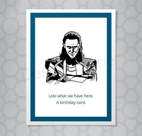 Marvel Loki Birthday Funny Illustrated Card | Etsy Marvel Birthday Cards, Loki Birthday, Seinfeld Gifts, Marvel Birthday, Birthday Puns, Marvel Loki, Marvel Cards, Birthday Funny, Birthday Cards For Friends