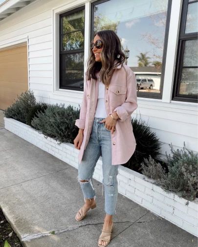 Blush Shacket Outfit, Spring Shacket Outfits, Pink Shacket Outfit Women, Pink Shacket Outfit, Shacket Outfits, Shacket Outfit Women, Pink Shacket, Mom Inspo, Fashion Challenge