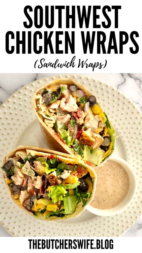 Southwestern Chicken Wrap, Southwest Chicken Wraps, Easy Dinner Recipes Healthy, Spicy Chicken Wrap, Grilled Chicken Wraps, Bbq Chicken Wraps, Southwestern Chicken, Tortilla Strips, Chicken Wrap Recipes