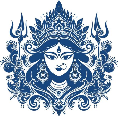 Durga Silhouette, Dussera Wishes, Navratri Ideas, Lippon Art, Iphone Wallpaper Ocean, Silhouette Face, Ganesh Art Paintings, Kali Mata, Illustrator Inspiration