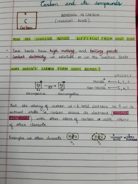 Carbon And Its Compounds Notes Aesthetic, Carbon Compounds Notes, Carbon And Its Compounds Notes, Carbon Notes, Carbon And Its Compounds, Carbon Compounds, Aesthetic Note, Note Ideas, Best Study Tips