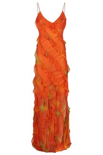 Maxi Chiffon Dress, Tropical Dress, Chiffon Maxi Dress, Floor Length Dresses, Unique Dresses, Bride Bridal, Orange Dress, Silk Chiffon, Wedding Bridesmaids