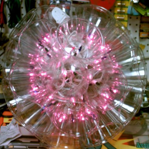 A friend of mine's Dad made these several years ago.  My Mom and I each had one.  We loved them and they lasted for several years. Christmas Disco Ball, Diy Disco Ball, Christmas Disco, Disco Christmas, Sparkle Ball, Solo Cup, 70s Party, Disco Lights, Light Crafts