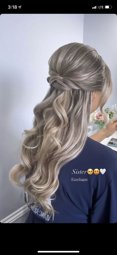 Debs Hairstyles, Event Hairstyles, Blonde Wedding Hair, Wedding Hair Half, Pageant Hair, Bridesmaid Hair Long, Bridesmaid Hair Makeup, Wedding Hairstyles Bride, Ball Hairstyles