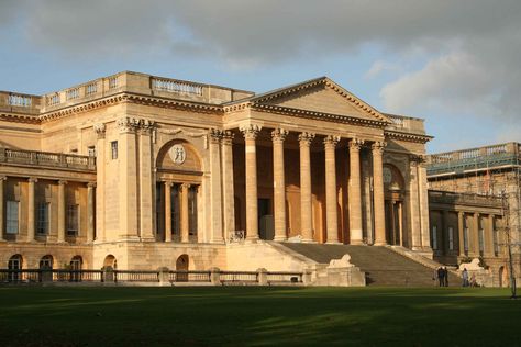 Stowe House  Taken from the great lawn which is now the school's rugby pitch. A beautiful house now much unloved and falling into forgotten splendour Stowe School, Gothic Temple, Palladian Architecture, Buckinghamshire England, Cool Mansions, Rugby Pitch, Stowe House, Inspirational Architecture, British Houses