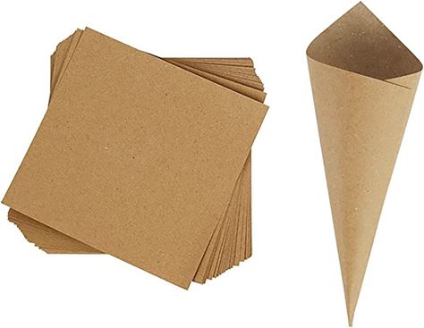 Amazon.com: homeemoh 30 Pcs Kraft Paper Confetti Cones, 17x17cm(6.69x6.69inch) Wedding Confetti Cones : Home & Kitchen Diy Confetti Cones, Food Cones, Wedding Confetti Cones, Cone Paper, Confetti Cones, Diy Drawing, Paper Food, Work Stickers, Mini Bouquet