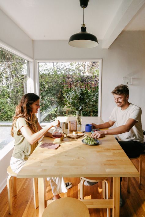 For Ally Walsh and Casey Wojtalewicz, any good coffee routine requires intention—and so does decorating a new space. Ally Walsh, Canyon Coffee, Green Mattress, Pour Over Kettle, Small Kitchen Design, Avocado Vegan, Space Photography, Good Coffee, Isamu Noguchi