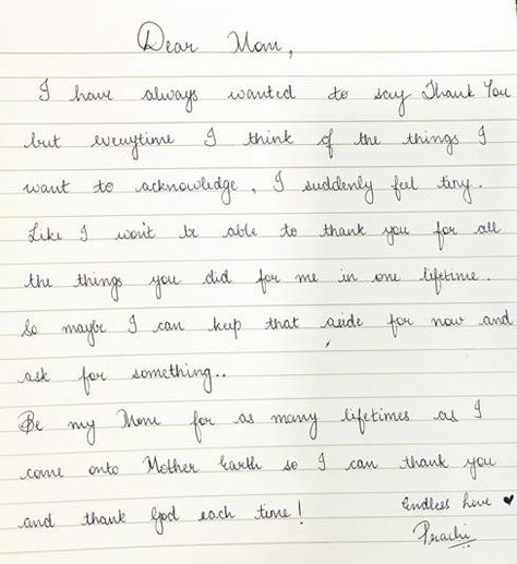 Prachi Desai's Thank You letter to her Mom is all of us trying to find words to thank our mothers for the things she has done for us, taught us and the unconditional love for us. #OpenLetters   #Mother   #Love Mother’s Day Letter Idea, Mothers Day Letter, Letters To Mom, Letter To Sister, Mother Birthday Quotes, Mother's Day Letter, Letter To My Mother, Letter To My Mom, Appreciation Letter