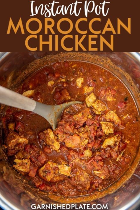 Instant Pot Moroccan, Tomatoes And Chicken, Moroccan Chicken Recipe, Pressure Cooker Recipes Chicken, Moroccan Chicken, Pressure Cooker Chicken, Instant Pot Dinner Recipes, Moroccan Food, Easy Instant Pot Recipes