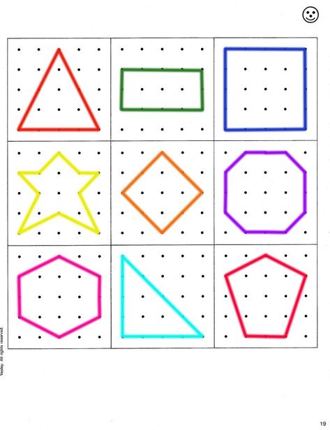 Oppgaver For Barn, Geo Board, Prek Math, Shapes Preschool, Montessori Math, Shapes Activities, Shapes And Colors, Math Geometry, Preschool Learning Activities