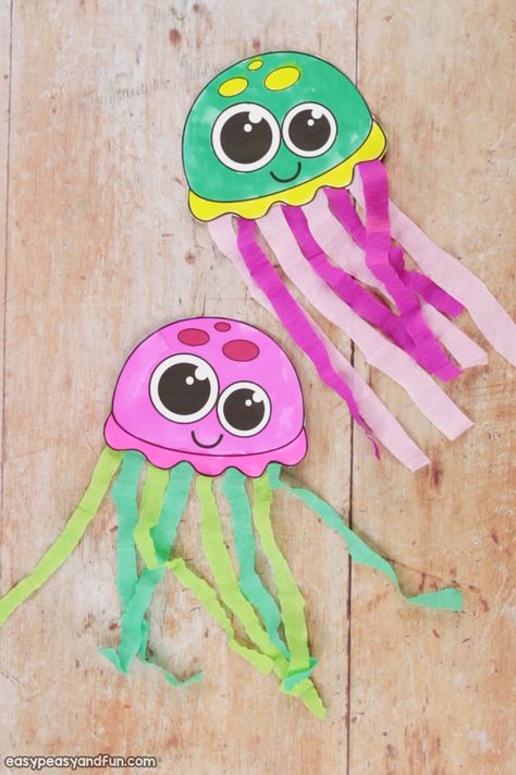 Jellyfish Printable Template, Jellyfish Crafts For Toddlers, Jelly Fish Template, Jellyfish Arts And Crafts, Jellyfish Paper Craft, Jellyfish Crafts For Kids, Jellyfish For Kids, Jellyfish Activities, Jellyfish Craft Preschool