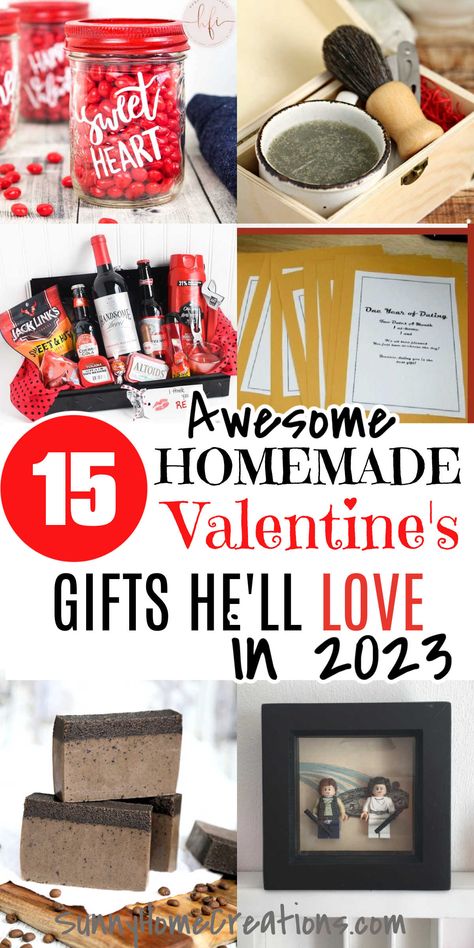 These DIY Valentine Gifts for boyfriend or for husband are the perfect DIY gift for Valentine's Day 2023. Some are cute or romantic and some are creative craft ideas, but they are all ones he'll love. Homemade Valentines Day Gifts For Him Romantic Diy Crafts, Thoughtful Homemade Gifts For Boyfriend, Valentine’s Day 2023, Valentine’s Day For Husband, Valentine’s Day Gifts For Husband, Valentine’s Day Gift For Husband, Homemade Valentines Day Gifts For Him, Diy Valentines Gifts For Husband, Boyfriend Gifts Valentines Day