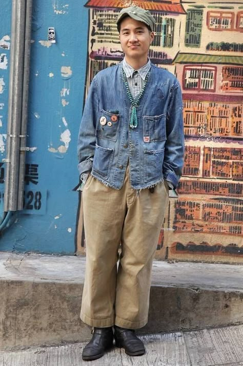 Americana Fashion Men, Americana Outfits, Men Street Look, Japanese Workwear, Japanese Mens Fashion, Workwear Vintage, My Library, Mens Outfit Inspiration, Americana Fashion